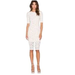 Misha Collection Rosie Lace Midi Dress XS Off white fairy whimsical feminine
